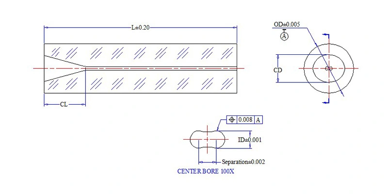 Dimension Drawing of DG Glass Capillaries