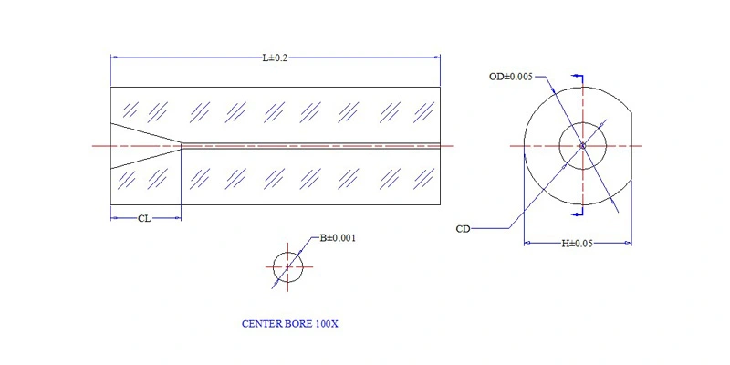 Dimension Drawing of Customized Shape Capillaries