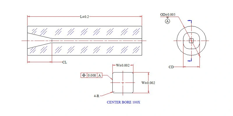 Dimension Drawing of SB Glass Capillaries