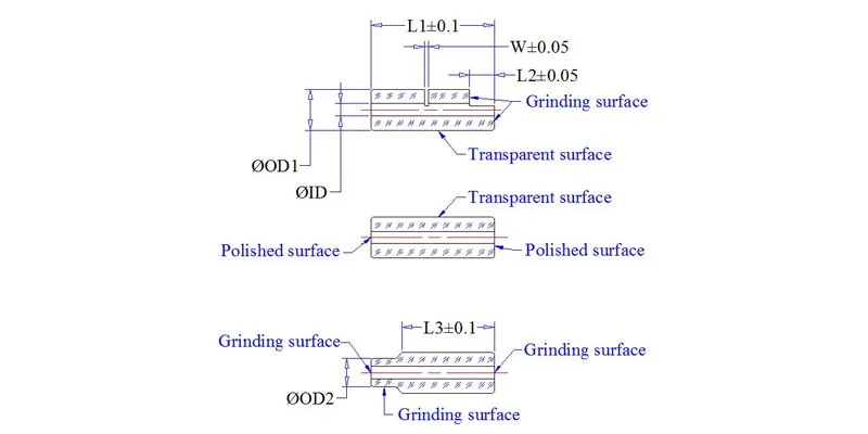 Dimension Drawing of Thin Glass Tubes