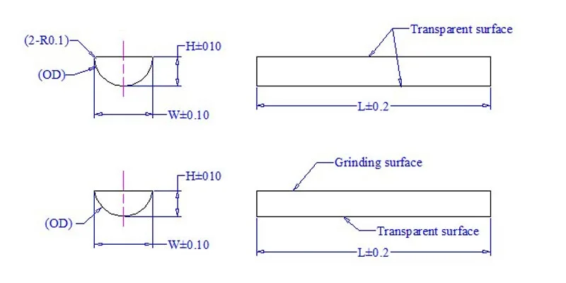 Dimension Drawing of Half Round Rods