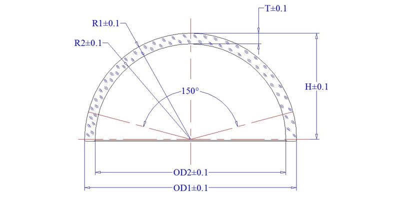 Dimension Drawing of Ultraviolet (UV) Domes